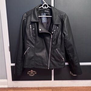 Women’s XXL Faux Leather Moto Jacket